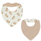 Ivory and Beige Teddy Bear Bibs ( 2 - Pack ), 1, hi-res